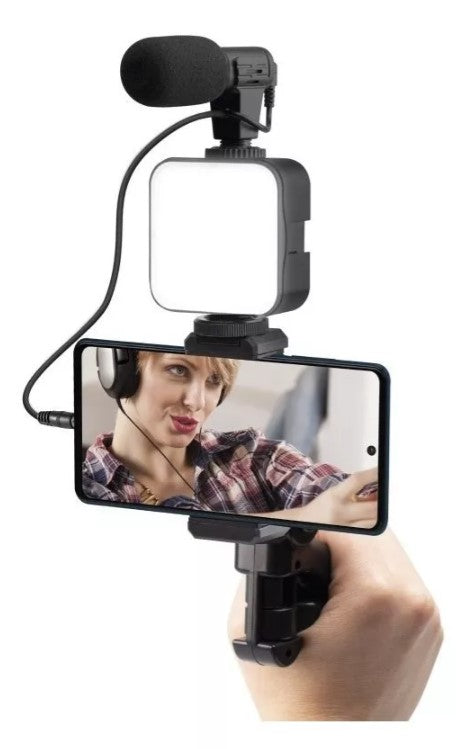 Bastón y Tripode de Celular Con Luz y Microfono